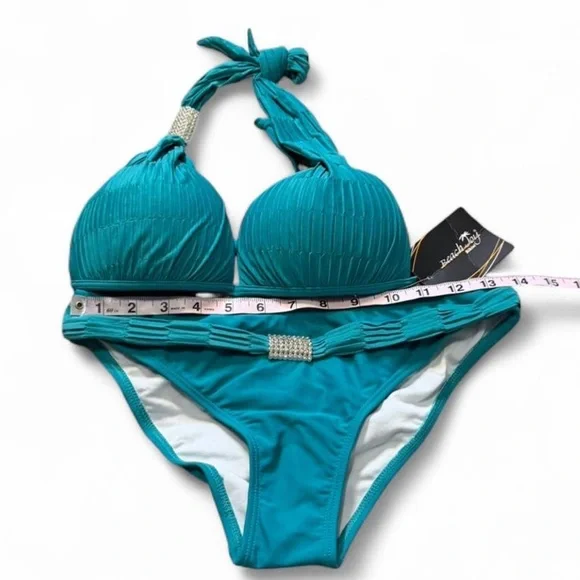 Teal Rhinestone Bikini - Picture 11 of 12